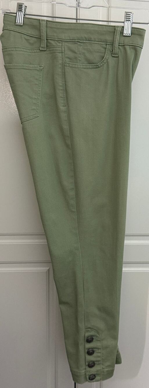 Talbots Flawless Five Pocket Cropped Jeans w/ Button Detail Sage Green Size 6P